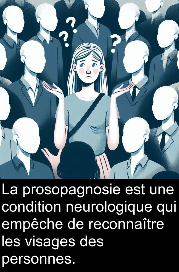 personnes: La prosopagnosie est une condition neurologique qui empêche de reconnaître les visages des personnes.