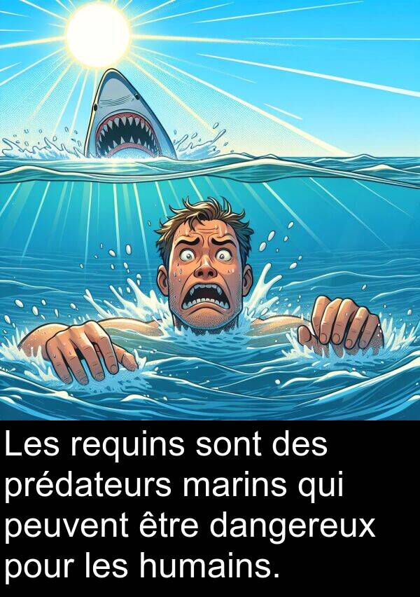 marins: Les requins sont des prédateurs marins qui peuvent être dangereux pour les humains.