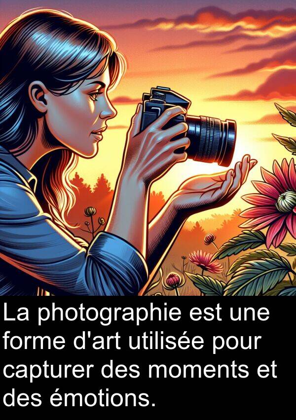 utilisée: La photographie est une forme d'art utilisée pour capturer des moments et des émotions.