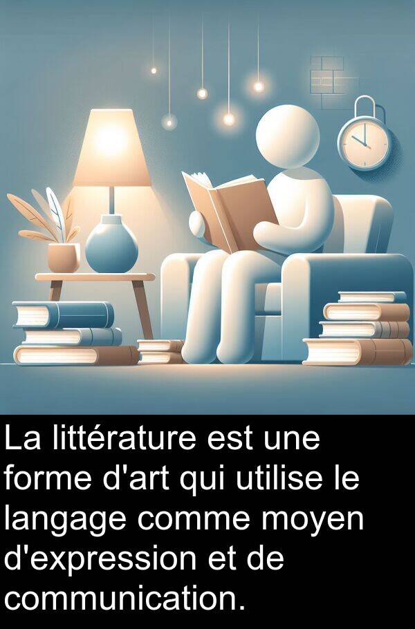 utilise: La littérature est une forme d'art qui utilise le langage comme moyen d'expression et de communication.