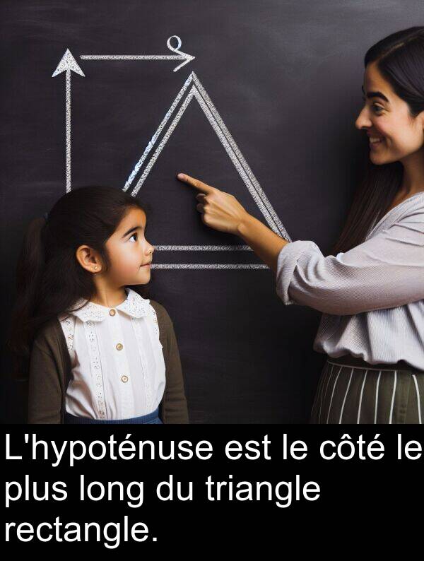 plus: L'hypoténuse est le côté le plus long du triangle rectangle.