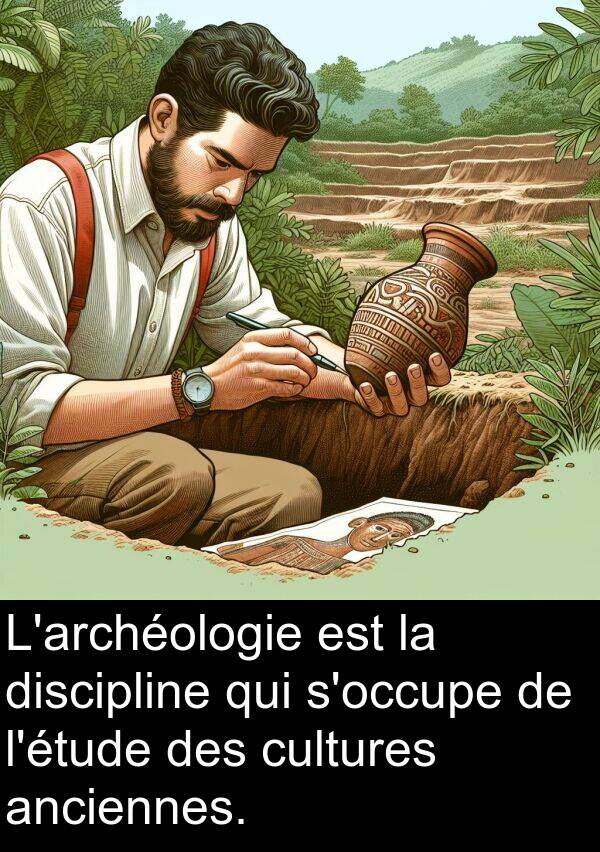 anciennes: L'archéologie est la discipline qui s'occupe de l'étude des cultures anciennes.