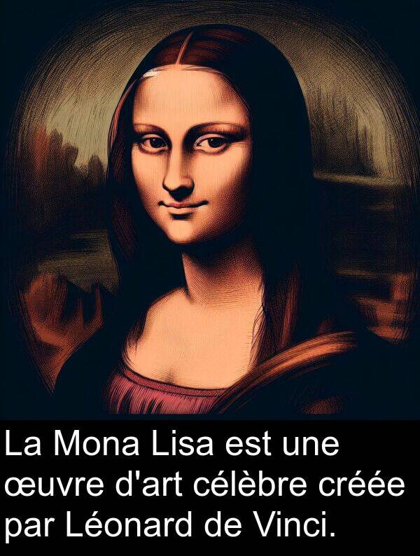 œuvre: La Mona Lisa est une œuvre d'art célèbre créée par Léonard de Vinci.