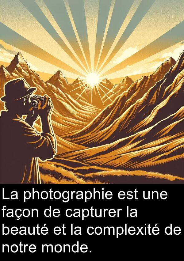 façon: La photographie est une façon de capturer la beauté et la complexité de notre monde.