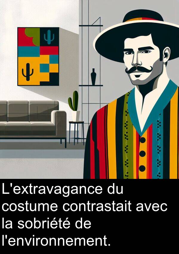 sobriété: L'extravagance du costume contrastait avec la sobriété de l'environnement.