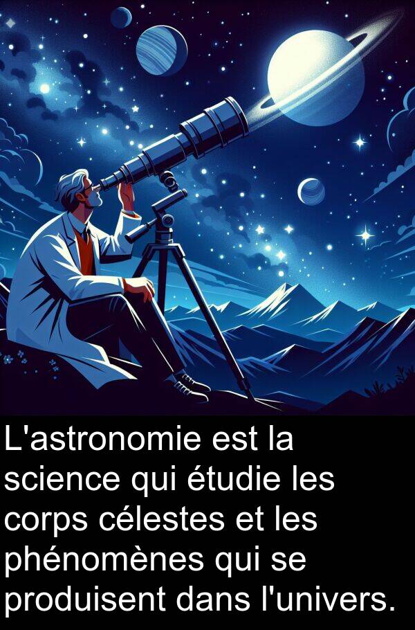 science: L'astronomie est la science qui étudie les corps célestes et les phénomènes qui se produisent dans l'univers.