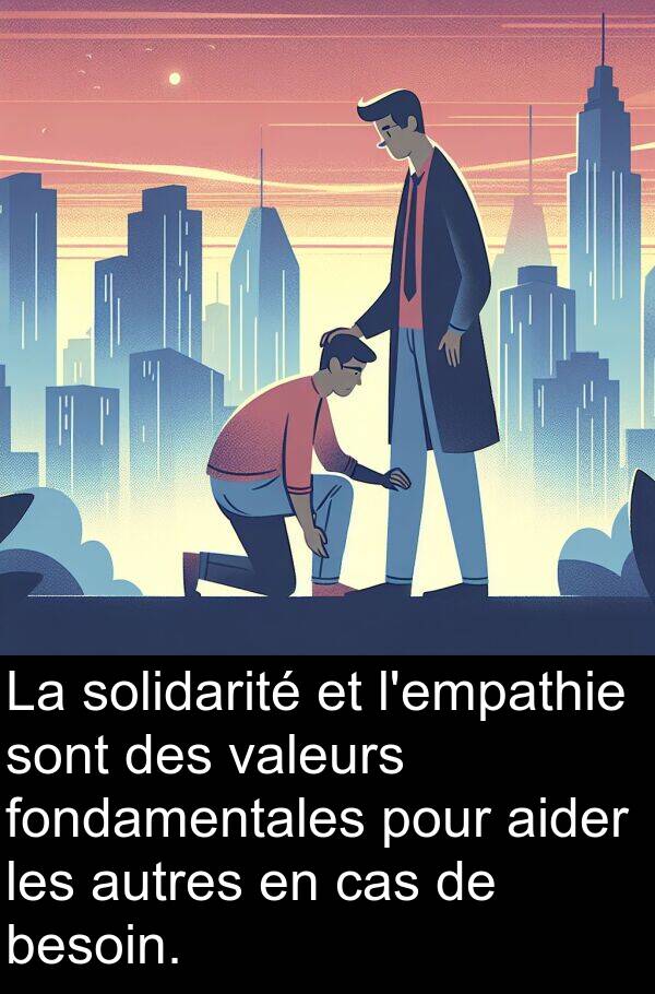 valeurs: La solidarité et l'empathie sont des valeurs fondamentales pour aider les autres en cas de besoin.