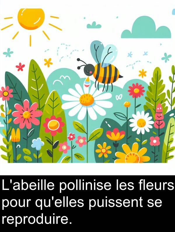 puissent: L'abeille pollinise les fleurs pour qu'elles puissent se reproduire.