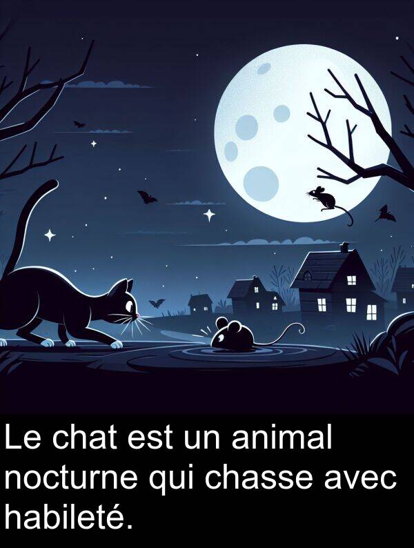 qui: Le chat est un animal nocturne qui chasse avec habileté.