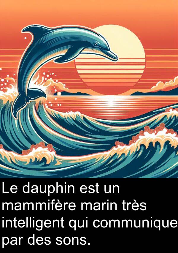 mammifère: Le dauphin est un mammifère marin très intelligent qui communique par des sons.