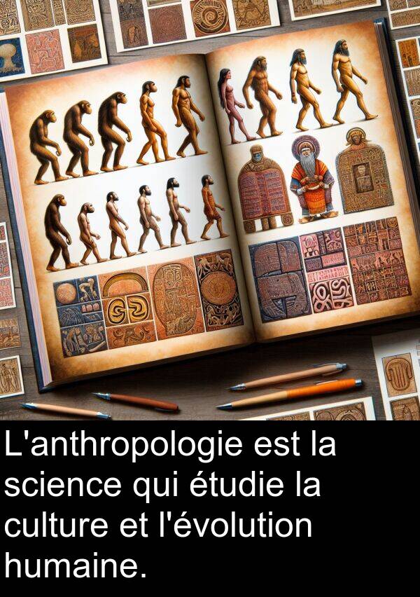 humaine: L'anthropologie est la science qui étudie la culture et l'évolution humaine.