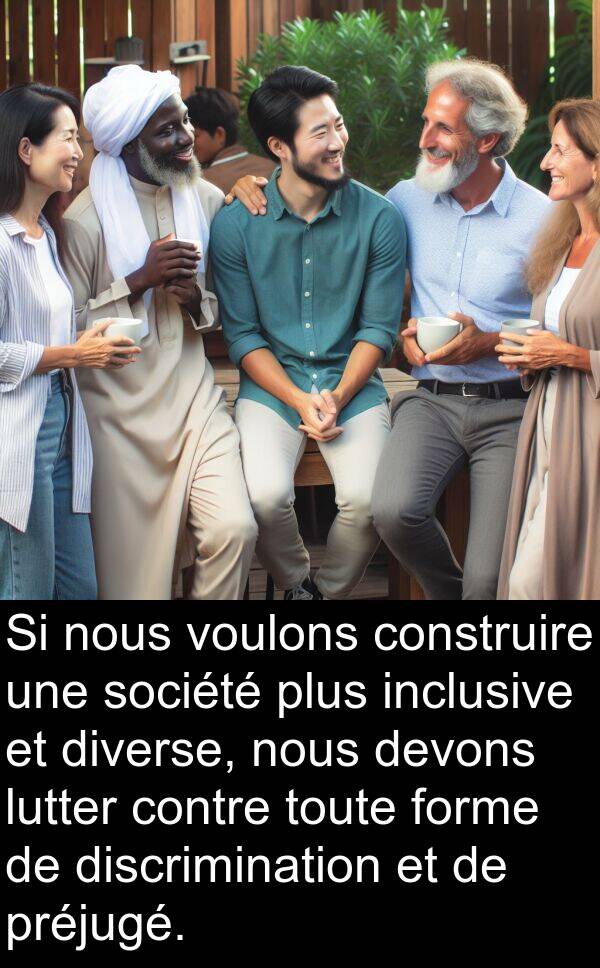 voulons: Si nous voulons construire une société plus inclusive et diverse, nous devons lutter contre toute forme de discrimination et de préjugé.