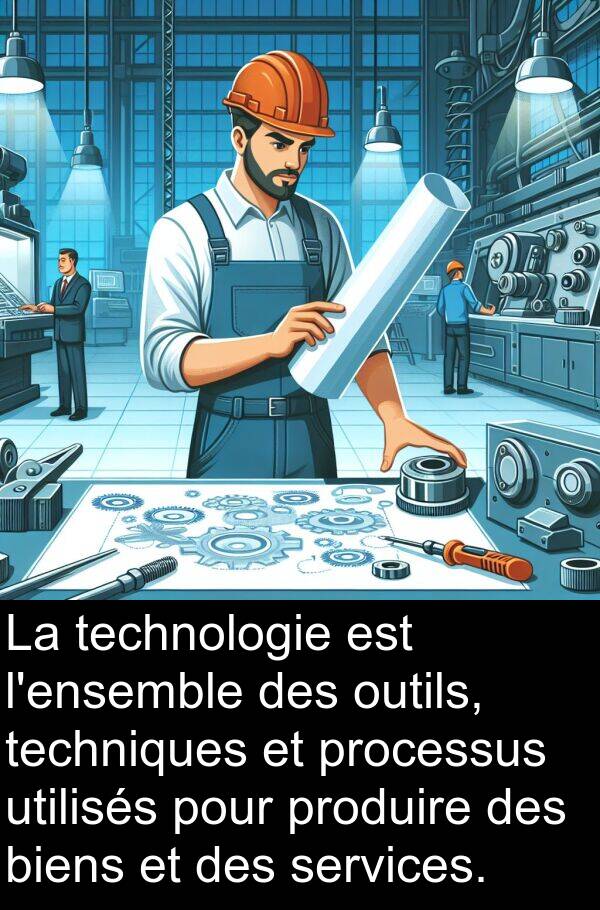 utilisés: La technologie est l'ensemble des outils, techniques et processus utilisés pour produire des biens et des services.