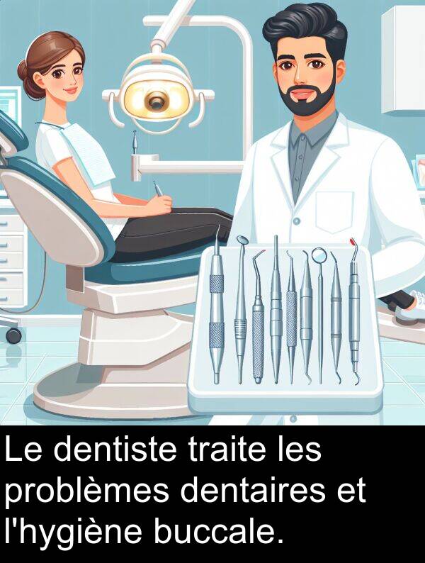 buccale: Le dentiste traite les problèmes dentaires et l'hygiène buccale.