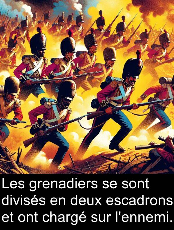 grenadiers: Les grenadiers se sont divisés en deux escadrons et ont chargé sur l'ennemi.