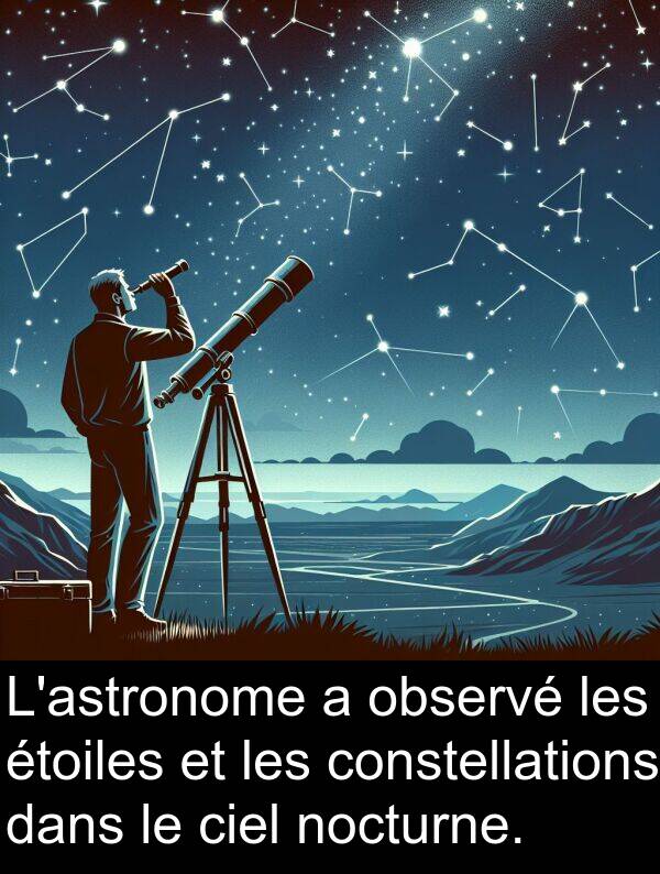 observé: L'astronome a observé les étoiles et les constellations dans le ciel nocturne.