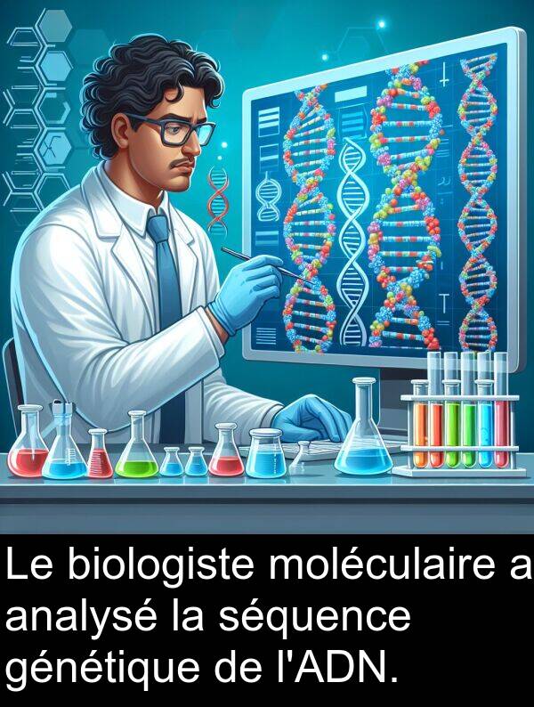 génétique: Le biologiste moléculaire a analysé la séquence génétique de l'ADN.