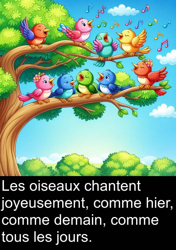 oiseaux: Les oiseaux chantent joyeusement, comme hier, comme demain, comme tous les jours.