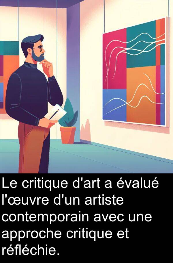 artiste: Le critique d'art a évalué l'œuvre d'un artiste contemporain avec une approche critique et réfléchie.