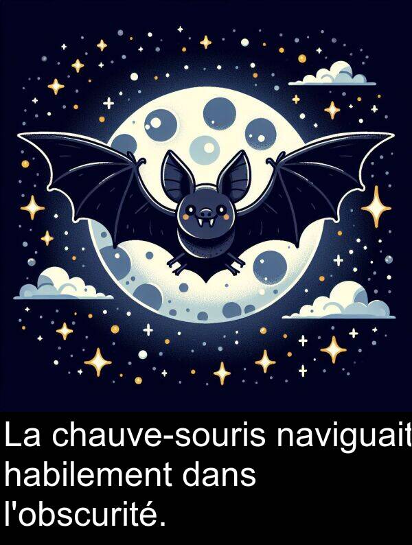 habilement: La chauve-souris naviguait habilement dans l'obscurité.