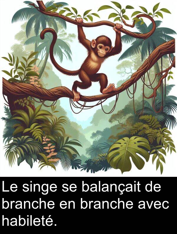 habileté: Le singe se balançait de branche en branche avec habileté.