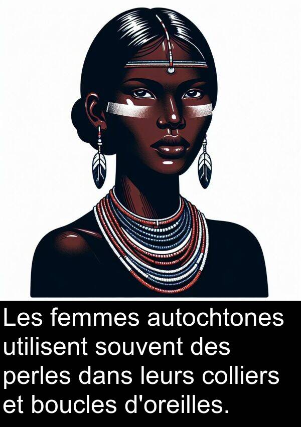 utilisent: Les femmes autochtones utilisent souvent des perles dans leurs colliers et boucles d'oreilles.