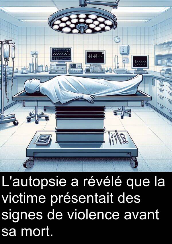 violence: L'autopsie a révélé que la victime présentait des signes de violence avant sa mort.