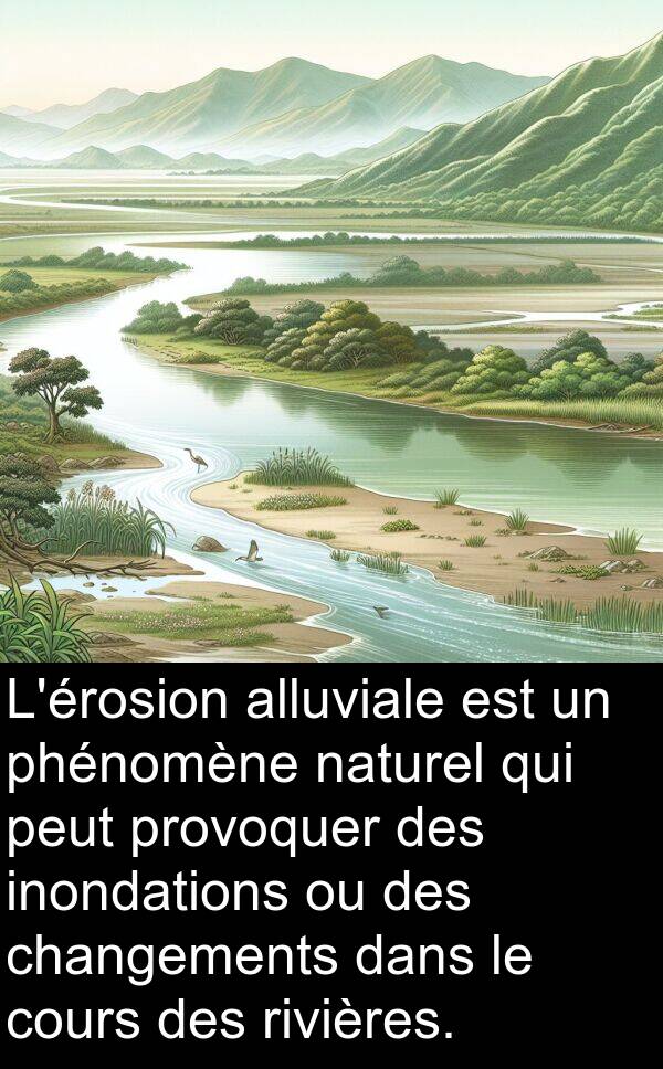 rivières: L'érosion alluviale est un phénomène naturel qui peut provoquer des inondations ou des changements dans le cours des rivières.