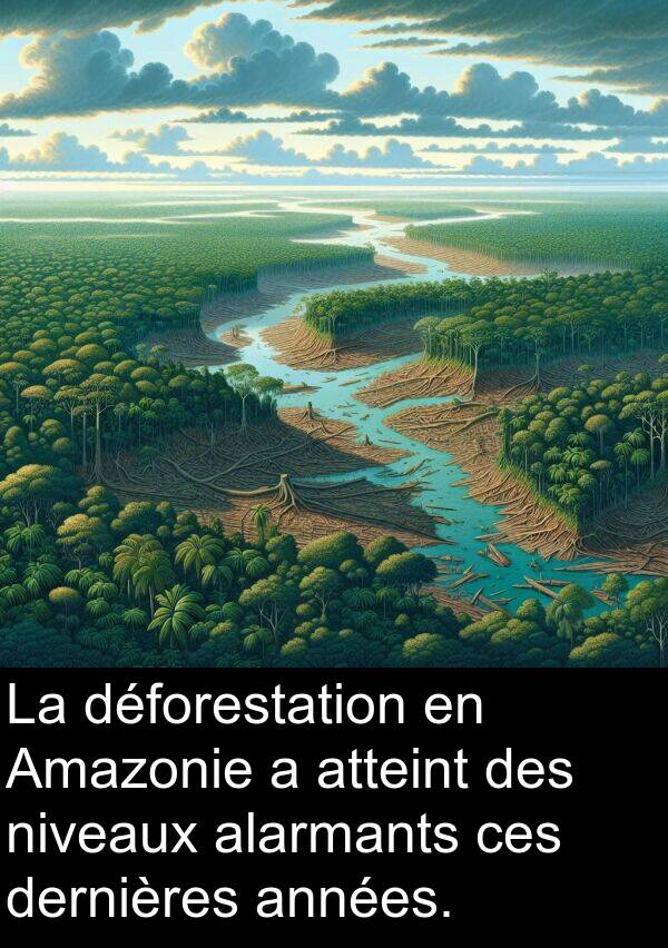 atteint: La déforestation en Amazonie a atteint des niveaux alarmants ces dernières années.