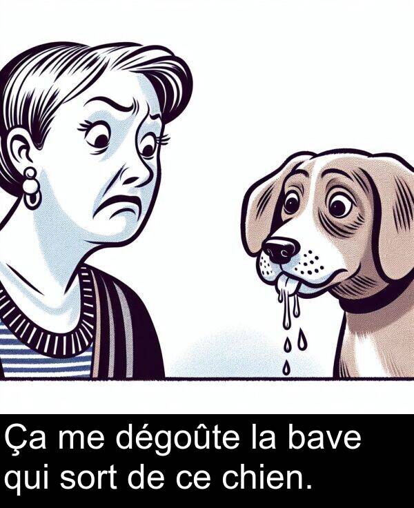 qui: Ça me dégoûte la bave qui sort de ce chien.