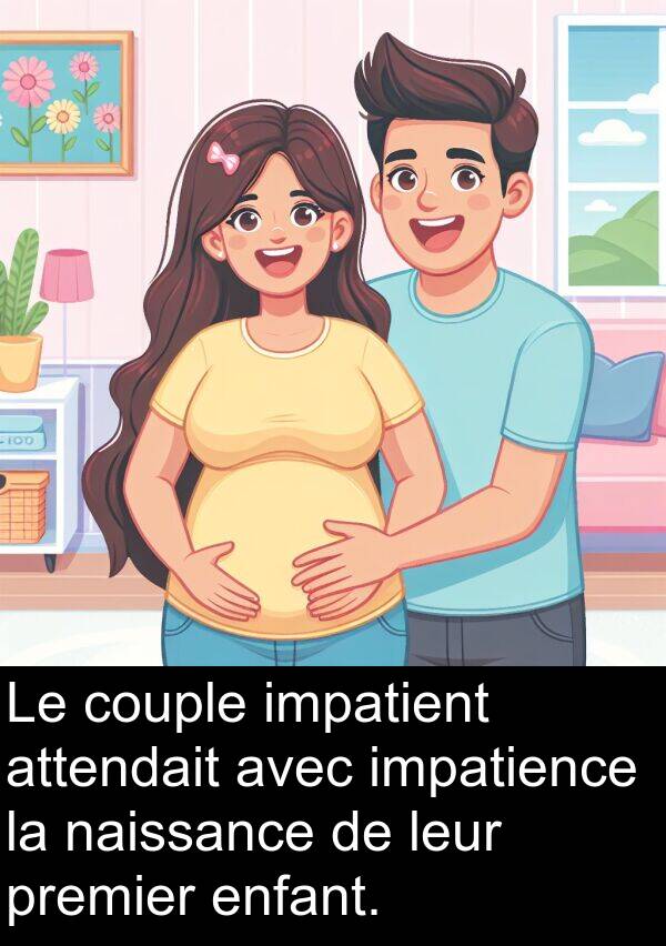 leur: Le couple impatient attendait avec impatience la naissance de leur premier enfant.