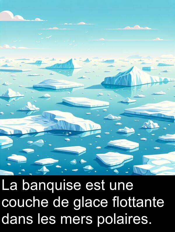 polaires: La banquise est une couche de glace flottante dans les mers polaires.