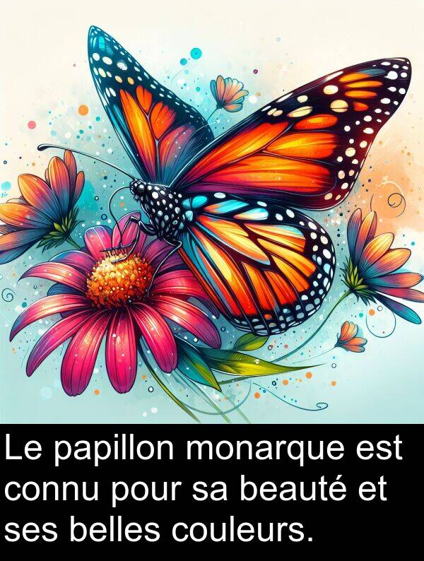 papillon: Le papillon monarque est connu pour sa beauté et ses belles couleurs.