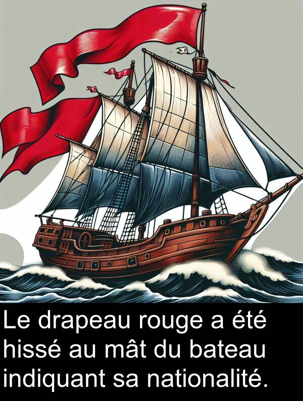 mât: Le drapeau rouge a été hissé au mât du bateau indiquant sa nationalité.