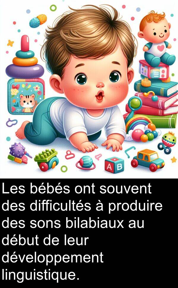 linguistique: Les bébés ont souvent des difficultés à produire des sons bilabiaux au début de leur développement linguistique.