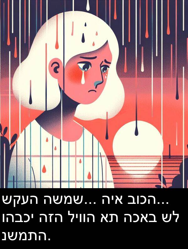 והבכי: שקעה השמש... היא בוכה... והבכי הזה ליווה את הכאב של נשמתה.