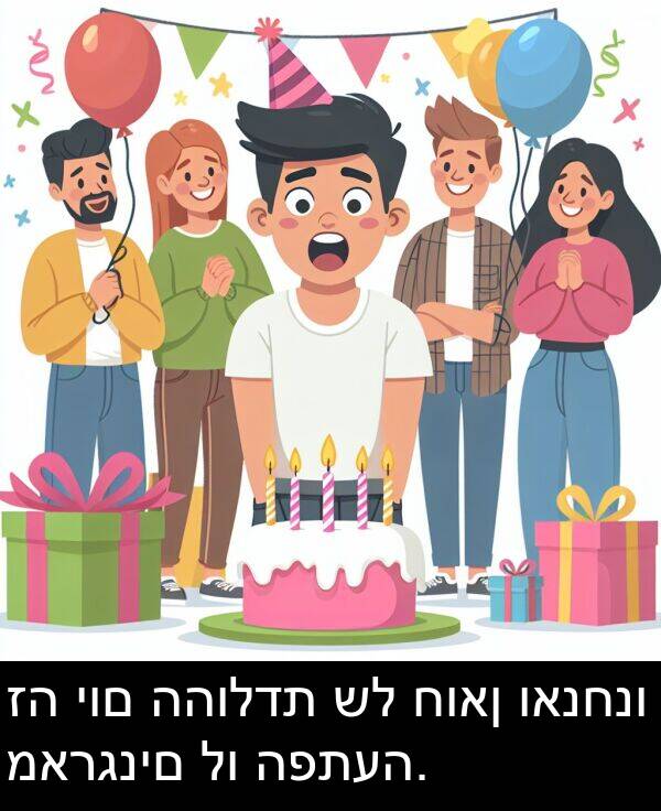 ואנחנו: זה יום ההולדת של חואן ואנחנו מארגנים לו הפתעה.