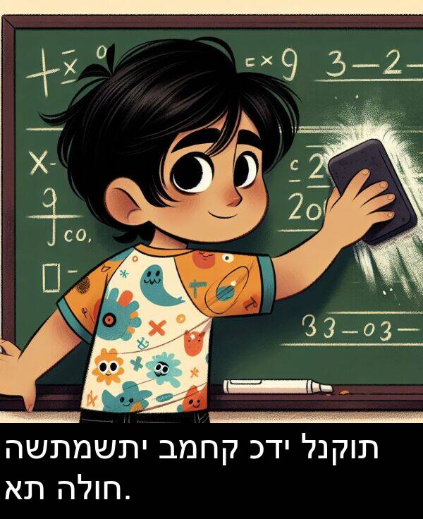 כדי: השתמשתי במחק כדי לנקות את הלוח.