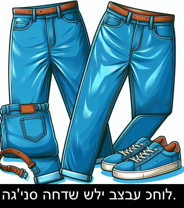 כחול: הג'ינס החדש שלי בצבע כחול.