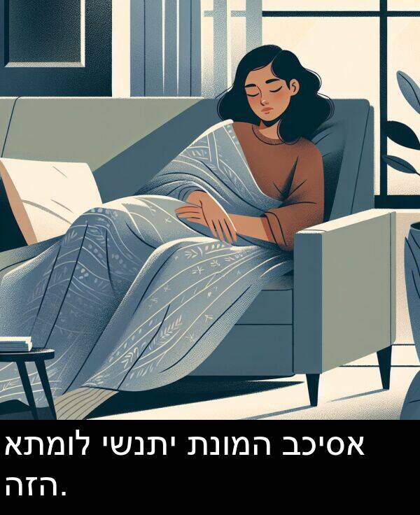 ישנתי: אתמול ישנתי תנומה בכיסא הזה.