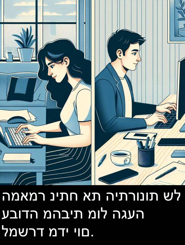 מדי: המאמר ניתח את היתרונות של עבודה מהבית מול הגעה למשרד מדי יום.