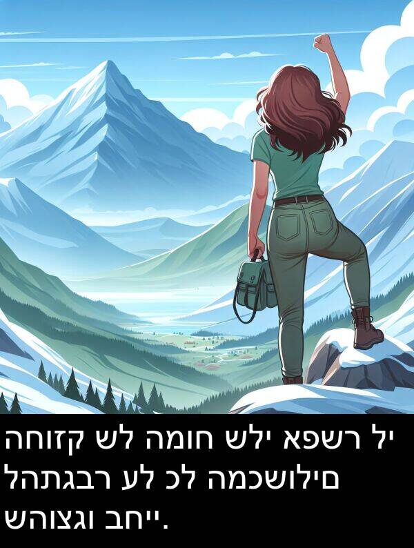 שהוצגו: החוזק של המוח שלי אפשר לי להתגבר על כל המכשולים שהוצגו בחיי.