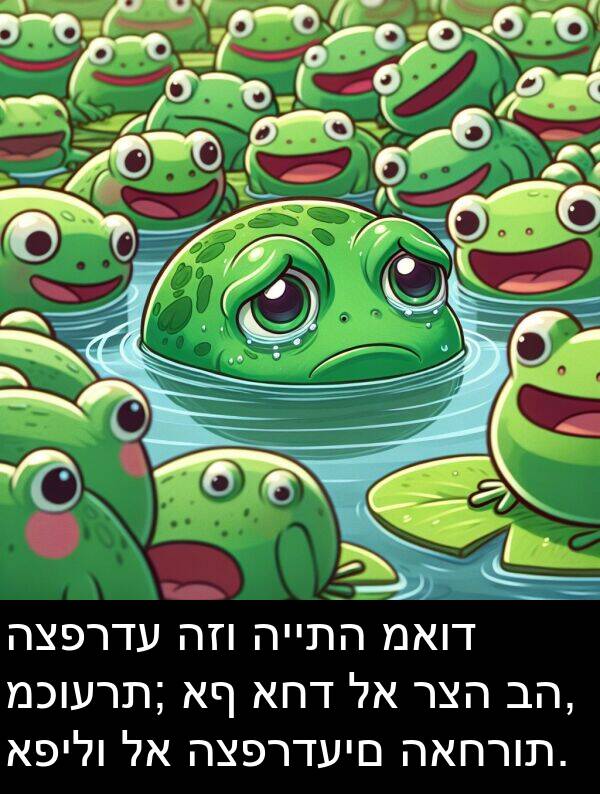 האחרות: הצפרדע הזו הייתה מאוד מכוערת; אף אחד לא רצה בה, אפילו לא הצפרדעים האחרות.