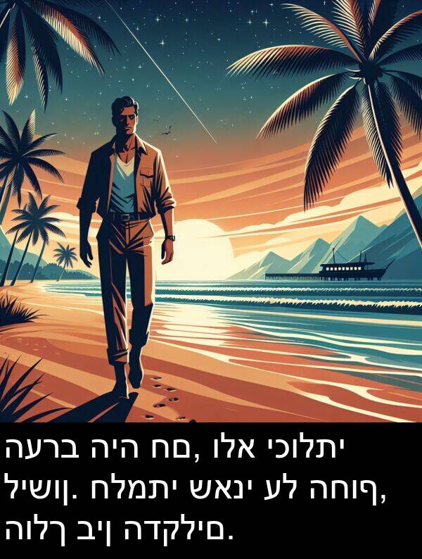 יכולתי: הערב היה חם, ולא יכולתי לישון. חלמתי שאני על החוף, הולך בין הדקלים.