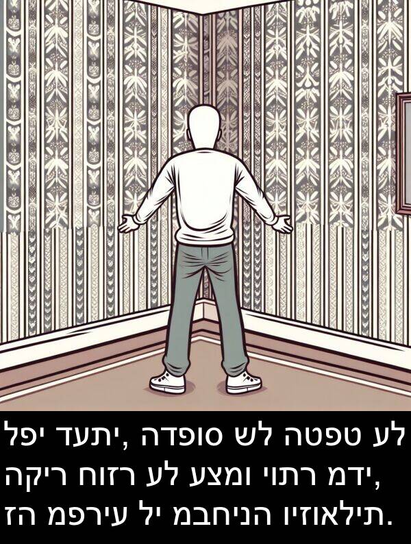 מדי: לפי דעתי, הדפוס של הטפט על הקיר חוזר על עצמו יותר מדי, זה מפריע לי מבחינה ויזואלית.