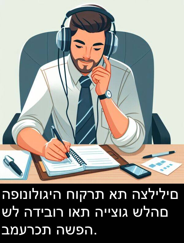 ואת: הפונולוגיה חוקרת את הצלילים של הדיבור ואת הייצוג שלהם במערכת השפה.