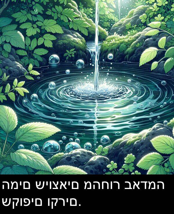 מהחור: המים שיוצאים מהחור באדמה שקופים וקרים.