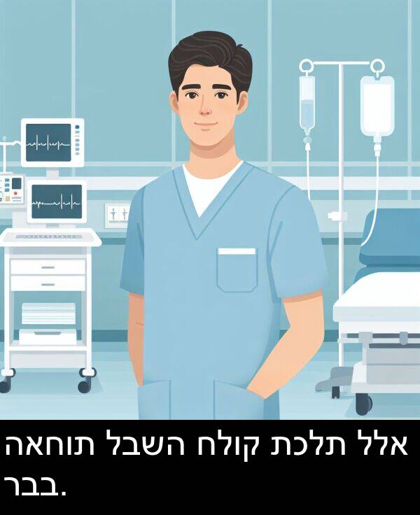 תכלת: האחות לבשה חלוק תכלת ללא רבב.