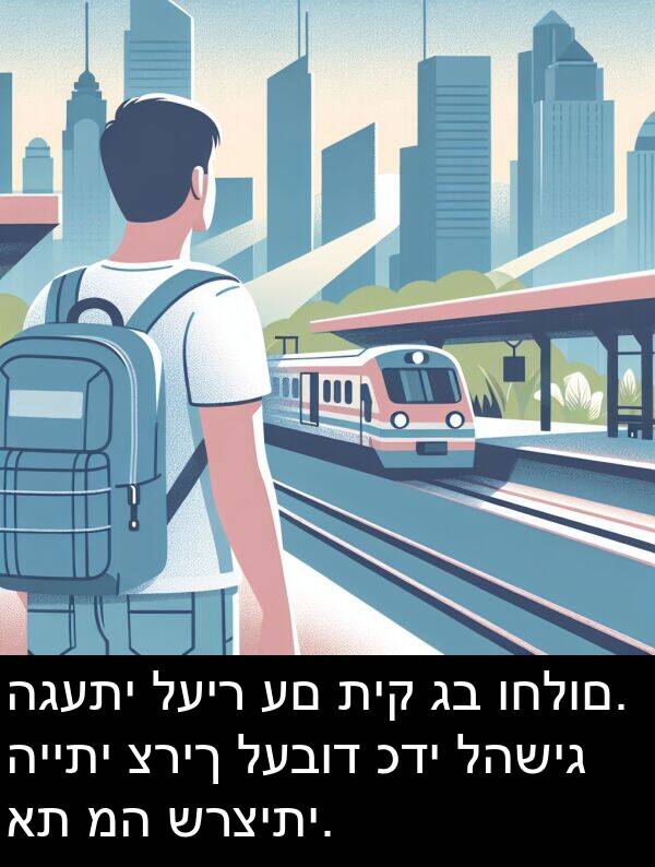 תיק: הגעתי לעיר עם תיק גב וחלום. הייתי צריך לעבוד כדי להשיג את מה שרציתי.