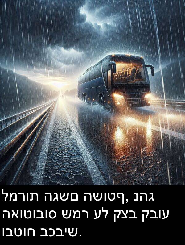 ובטוח: למרות הגשם השוטף, נהג האוטובוס שמר על קצב קבוע ובטוח בכביש.